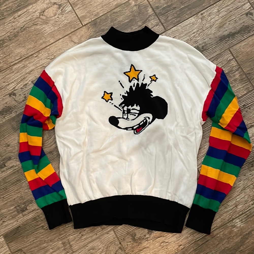 Disney X Forever21 Mickey Mouse Sweater with Rainbow sleeves